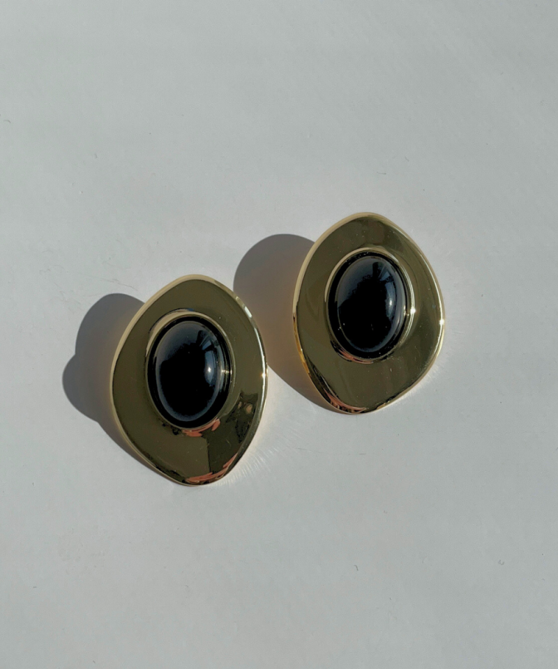 OVAL SİYAH TAŞ KÜPE